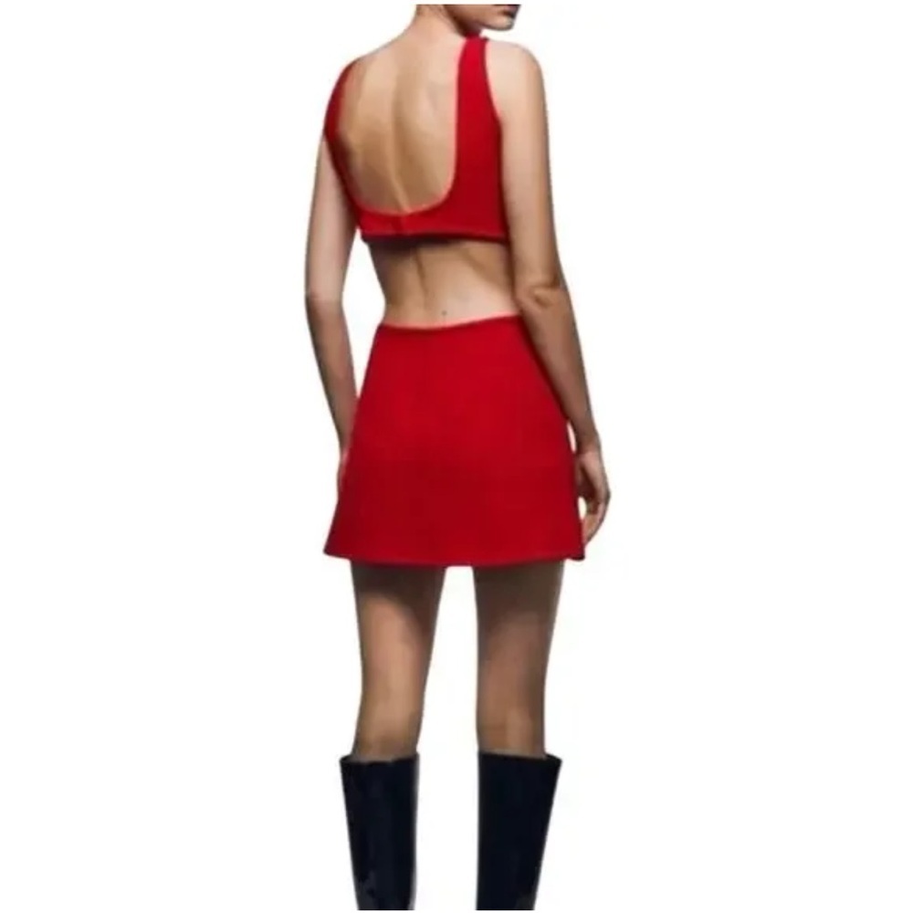 ZARA Cut Out Mini Dress Red BRIGHT RED HOLIDAY DRESS Chirstmas Sz L